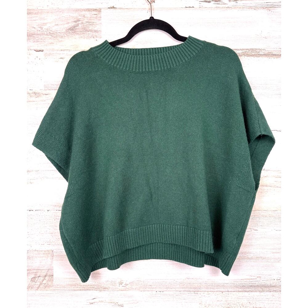 Pinch Womens S Green Viscose Short Sleeve Drop Shoulder Knit Sweater Soft Cozy